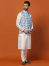 Men Multi Digital Print Cotton Kurta Jacket Churidar Sets