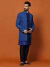 Men Blue Georgette with Sequence Embroidered Work Kurta Sherwani Churidar Set