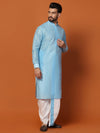 Men Sky Blue Banarasi Dupion Kurta Dhoti Set