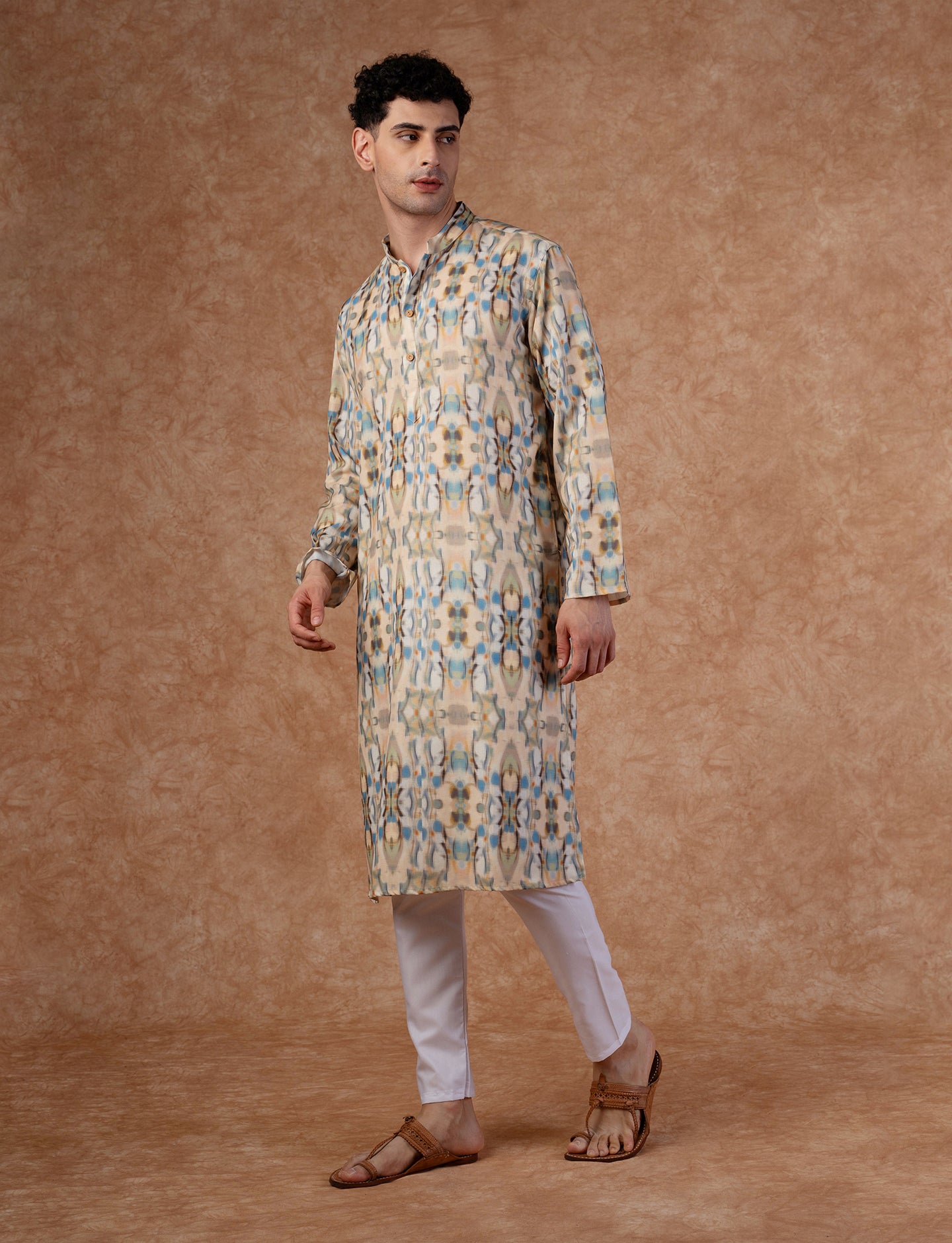 Men Multi Color Digital Print Kurta Trouser Set