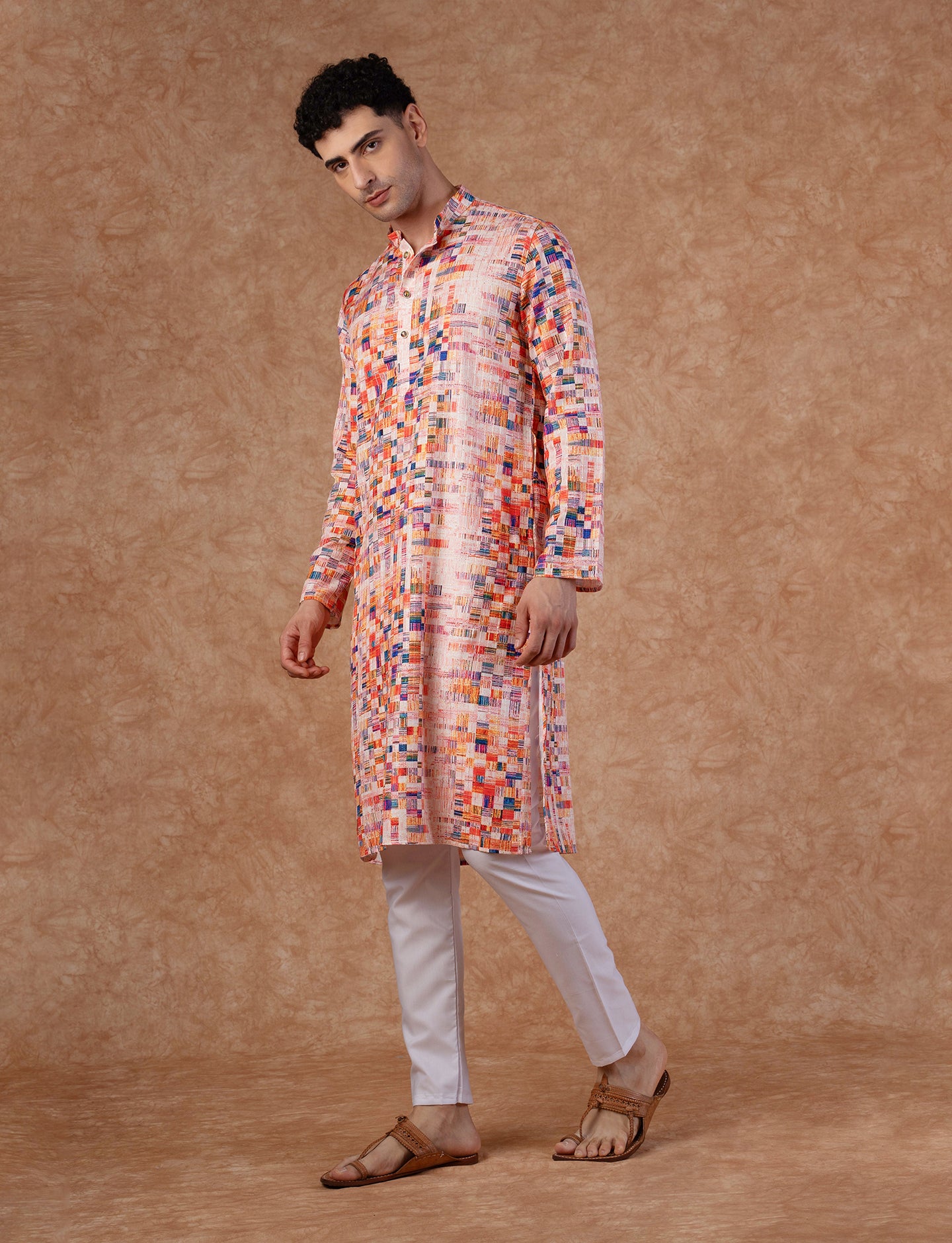 Men Multicolor Digital Print Kurta Trouser Set