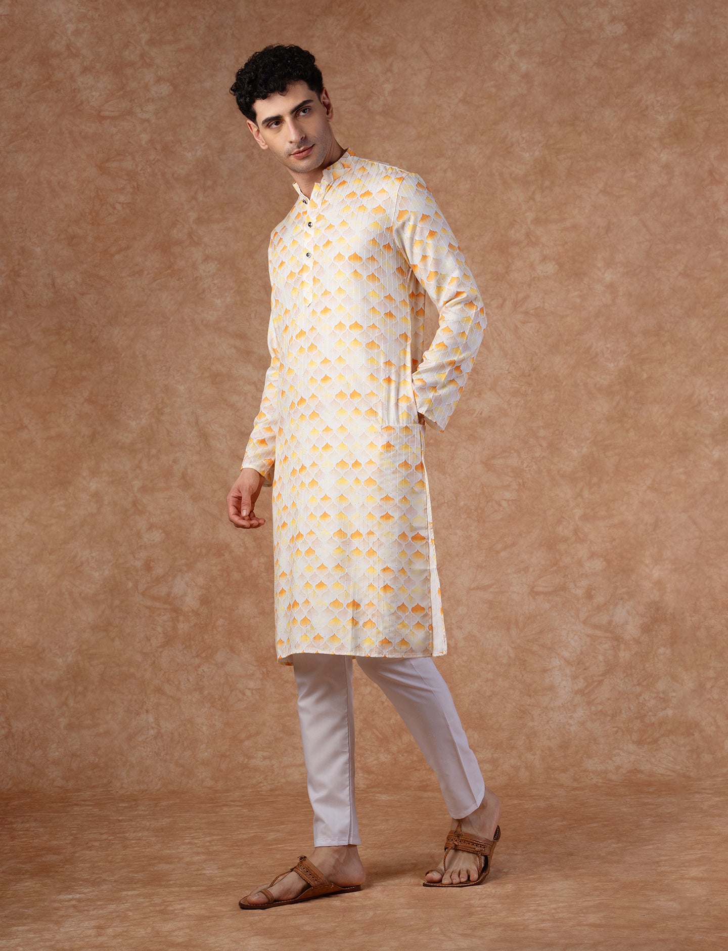 Men Multicolor Cotton Digital Prints Kurta Trouser Set