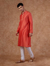 Men Coral Solid Design Kurta Trouser Set